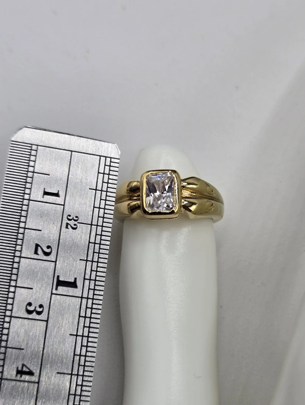 Swarovski Gold-Tone Ring with Clear Emerald-Cut Crystal
